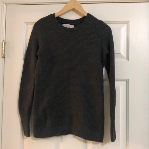 LOFT crew neck charcoal gray sweater S - Picture 2 of 7